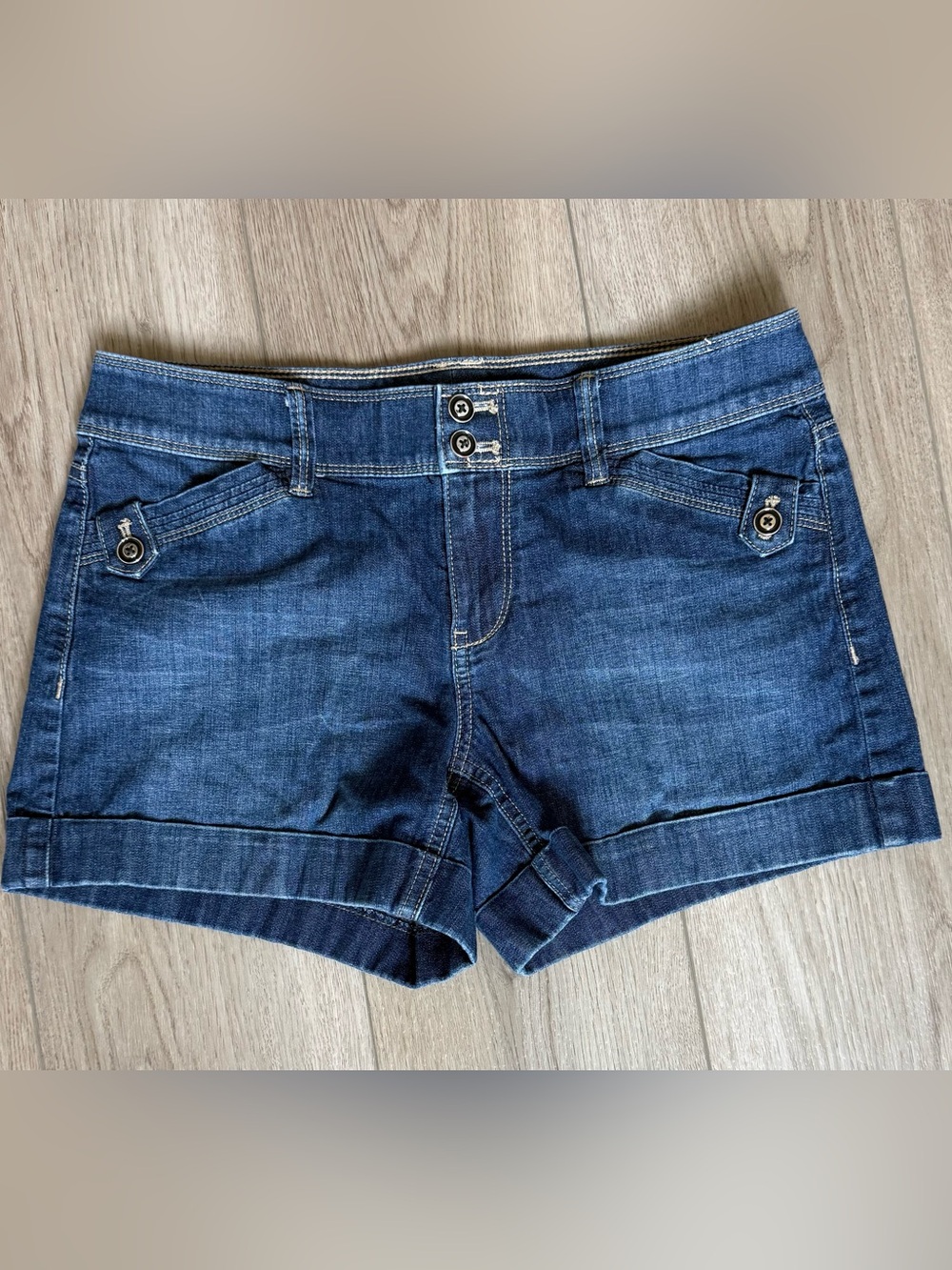 White House Black Market Dark Blue Denim Cuffed Jean Shorts